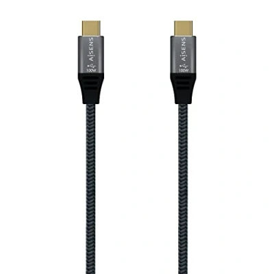 Image of AISENS A107 0672 USB 3.2 Gen2x2 Cable 20Gbps 5A 100W E mark, Type C/M C/M, Grey, 1.5m