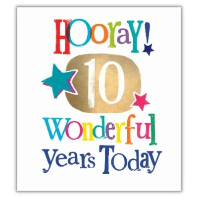 Image of Danilo Promotions Limited Age 10 Birthday Card, Brightside 10th Card Brightside, Happy Card,Multi,7x6 inch