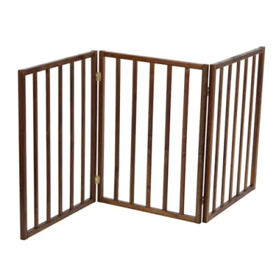 Image of Oypla Black Dog Safety Folding Wooden Pet Gate Portable Indoor Barrier