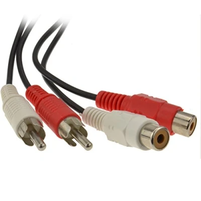 Image of kenable RCA Phono Twin Plugs to Sockets EXTENSION CABLE Audio Lead 1.2m [1.2 metres]