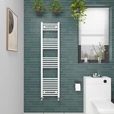 Image of NRG Straight Gloss White Bathroom Heated Towel Rail Radiator Central Heating Ladder Rad Warmer 1600x400mm