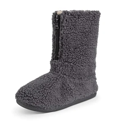 Image of Polar Mens Sherpa Slipper BootsAnti Slip Indoor Bootie with Funny Quote on its OutsoleSoft and Fluffy House Memory FoamAnkle Boot Slippers Dark Grey AYC0853/UK9