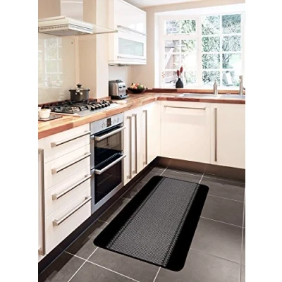 Image of William Armes Dandy Kilkis Washable Kitchen Rug, 100 cm Length x 67 Width, Polypropylene, Black, 100x67