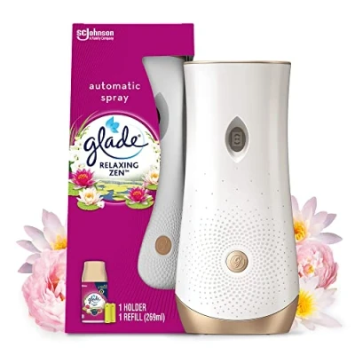 Image of Glade Automatic Air Freshener Holder &amp; Refill, Long lasting Fragrance Infused with Essential Oils, Relaxing Zen, 1 Starter Kit, (1 x and 269 ml Refill),Packaging may vary