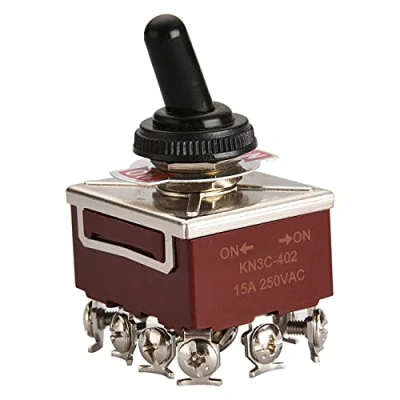 Image of Heschen metal toggle switch HS 402 4PDT maintained ON/ON 2 position 15A 250VAC 10A 380VAC CE with waterproof cover