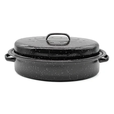 Image of Oval Casserole Dish with Lid Handles Roasting Pot Tray Stew Pan Oven Safe Cooking (6L Large)