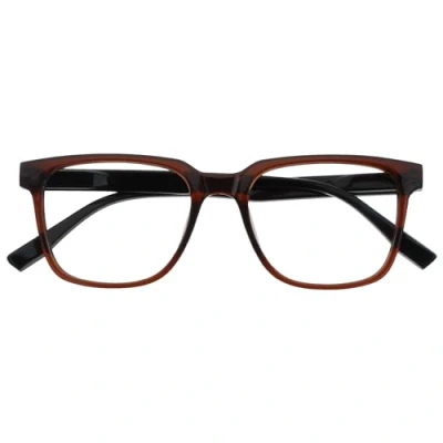Image of OPULIZE LEO Reading Glasses Large Rectangular Frame Brown Black Arms Mens Womens Spring Hinges R55 2 +2.50