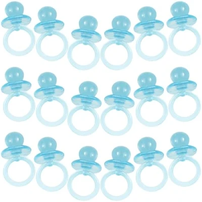 Image of Blue Crystal Plastic Pacifier (2cm) Pack of 18 Baby Shower Party Decorations, Ideal Keepsake for Guests