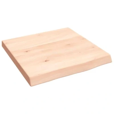 Image of vidaXL Solid Oak Wood Wall Shelf 40x40x4 cm Untreated Surface for Personalized Decor, Rustic Style, Handmade with Live Edge, 20kg Load Capacity