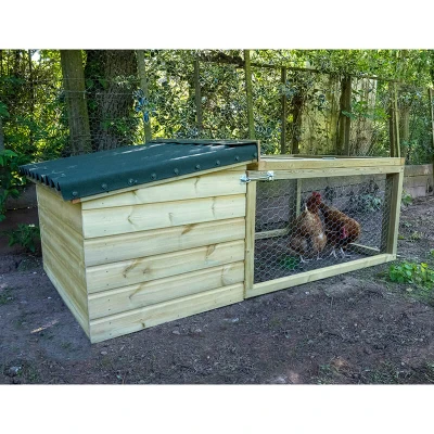 Image of 6&#039;6 x 3&#039;5 Forest Hedgerow Wooden Chicken Coop with 4ft Run (1.99m 1.05m)