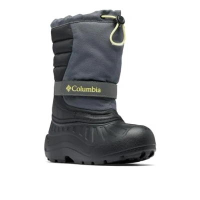 Image of Columbia Youth Powderbug Snowlite Unisex Snowboard boots for kids, Size: 2, Dark grey/black Textile/synthetics
