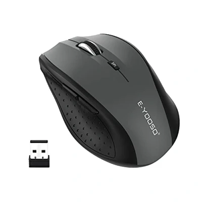 Image of E YOOSO Wireless Mouse, Computer Mouse 18 Months Battery Life Cordless 5 Level 4800 DPI, 6 Button Ergo Mice, 2.4G Portable USB for Laptop, Mac, Chromebook, PC, Windows