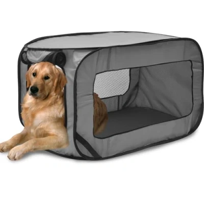Image of Dog Travel Crate Foldable Pop Up with Storage Bag 93x52x52cm Small Playing Tent Cage Pet Kennel Portable Puppy Seat for Indoor Outdoor Small/Medium Dogs Cat