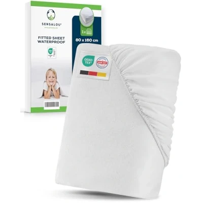 Image of Sensalou Incontinence Fitted Sheet Waterproof White 80 x 160 cm