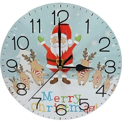 Image of Xmas Haus 9&quot; Christmas Decorative Festive Wall Clock For home Decoration