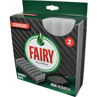Image of Addis Fairy Platinum Non Scratch Griddle Mate Dual Scourer for Oven Racks, BBQ&#039;s, Pans and Plates, Pack of 2, Grey 518947