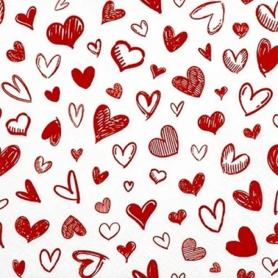 Image of 20 Serviettes Wedding &amp; Love Flying Hearts as Table Decoration Paper Napkins with Motif Also for Decoupage and 33 x cm