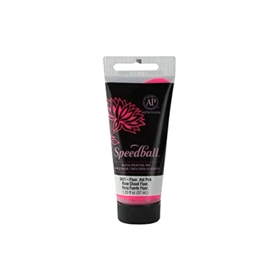 Image of Speedball 37ml 1.25oz Water Soluble Block Ink Fluorescent Hot Pink, Print, Lino Screen Printing, for Artists Kit