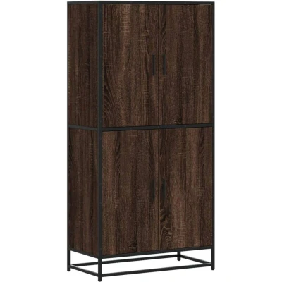 Image of vidaXL Brown Oak Highboard Sideboard/Cabinet 68x35x139cm Engineered Wood &amp; Metal Frame for Living Dining Rooms