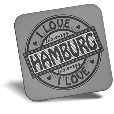 Image of Destination Vinyl ltd Fridge Magnet bw I Love Hamburg Germany German #40691