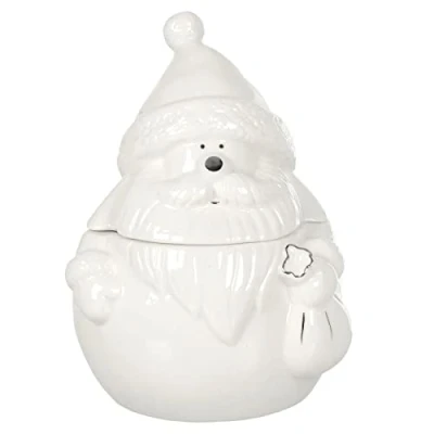 Image of Mr Crimbo Christmas Storage Jar Sweets Biscuits Cookies White Ceramic 18cm Santa