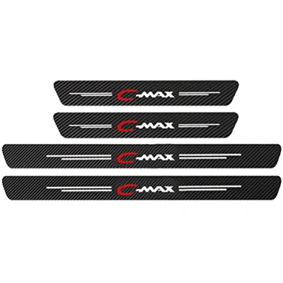 Image of EAGLEG 4pcs Door Sills Scuff Plate Sticker for Fo rd Fiesta Focus Etc Multi Model Series, Carbon Fiber Car Sill Protector Film Welcome Pedal Guards Strip Styling Accessories, C MAX