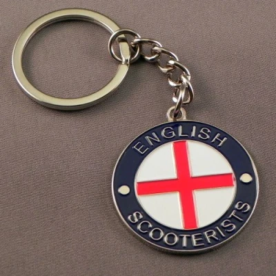 Image of Metal Enamel Keyring England St. George Cross English Lambretta Vespa MOD Scooter