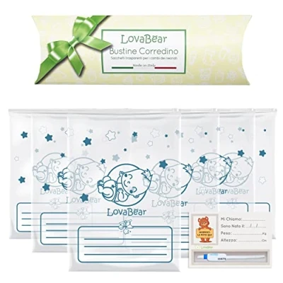 Image of Lovabear 6 Baby Layette Sachets Bags, Birth Hospital Envelopes, GripLock Airtight Slider Closure, pcs Transparent First Change Clothes Bag Bag,