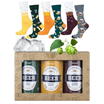 Image of soxo Beer Lover Gifts Socks Men Mens Cotton Sock Colourful Funky Gift Men&#039;s Presents 6.5 10.5 3 Pairs