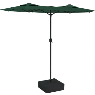 Image of vidaXL Double Head Garden Parasol Green 316x145 cm