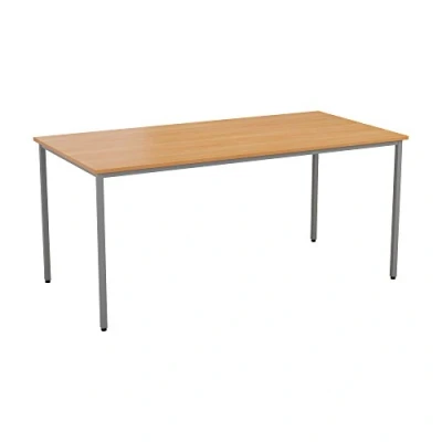Image of Office Hippo Table, Sturdy &amp; Robust Computer Stylish Work Table For Home Office, Ideal Desk Any Space, Height Adjustable Feet, 5 Year Guarantee, Beech, 180 x 80 73 cm