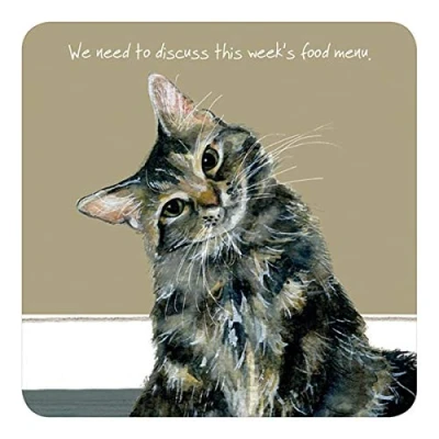 Image of Little Dog Laughed Tabby Cat Coaster Menu