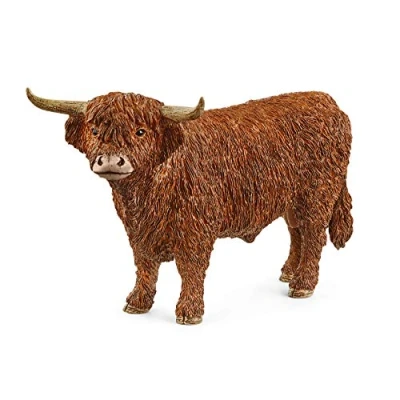 Image of SCHLEICH 13919 Highland Bull Farm World Toy Figurine for children aged 3 8 Years, Brown