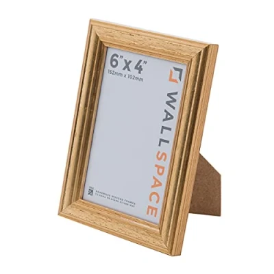 Image of Wall Space 6x4 Gold Frame Picture inches 6 x 4 Photo 4x6 made from SOLID WOOD with REAL GLASS