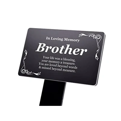 Image of Plaque for Brother Memorial Ornaments. In Loving Memory of Bereavement Gift. Grave Marker. Plant Ornament. Tribute.