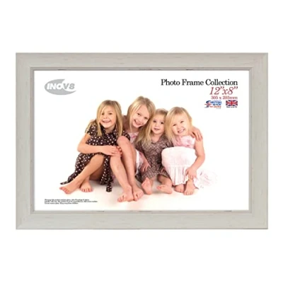Image of Inov8 PFES SWWH 128 British Made Traditional Picture/Photo Frame, 12x8 inch, Small Washed White