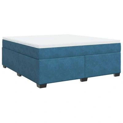 Image of vidaXL Box Spring Bed with Mattress Dark Blue 180x200 cm Velvet