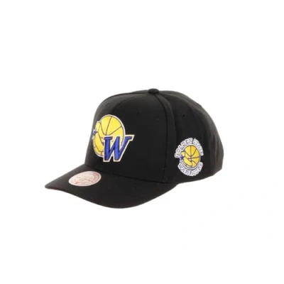 Image of Mitchell &amp; Ness Golden State Warriors NBA Icon Grail Pro Snapback Hardwood Claasic Cap Crown Fit Black