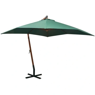 Image of vidaXL Hanging Garden Parasol 300x300 cm Wooden Pole Green