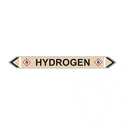 Image of Hydrogen Pipeline Flow Marker, Pack of 5, Self Adhesive Polypropylene, 384mm x 40mm