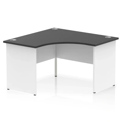 Image of Impulse 1200mm Corner Office Desk Black Top White Panel End Leg