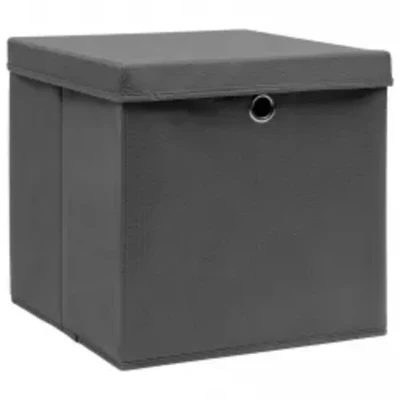 Image of vidaXL Storage Boxes with Covers 10 pcs 28x28x28 cm Grey