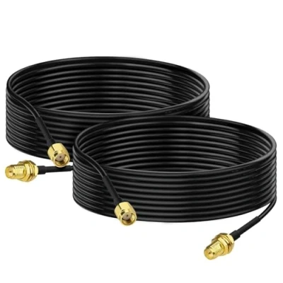 Image of Bingfu RP SMA Male to Female Bulkhead Mount RG174 WiFi Aerial Antenna Extension Coaxial Cable 3m (2 Pack) for Wireless Mini PCI Express PCIE Network Card Adapter Router