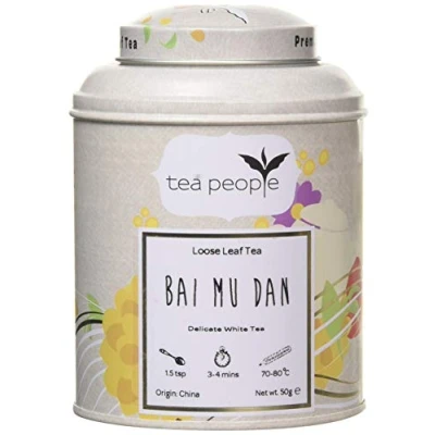 Image of Tea People Bai Mu Dan, 50 g Loose Leaf in Tin Caddy