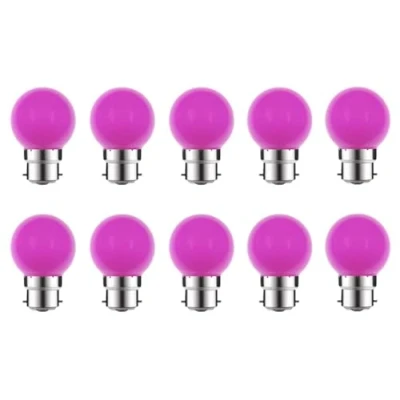 Image of ZFQ 10 Pack B22 Bayonet Colored LED Light Bulbs 2W G45 Golf Ball Mini Globe Bulb Lighting Bulbs,Purple for Outdoor Indoor String Patio Garden Party Christmas, Tree, Fairy Night Lights