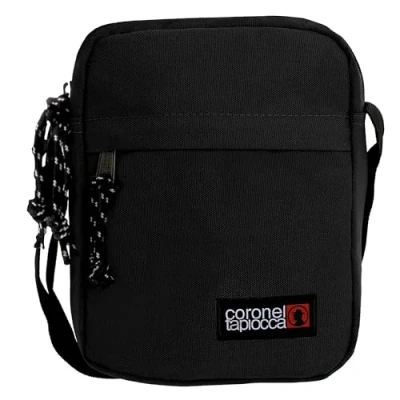 Image of Coronel Tapioca Men&#039;s Shoulder Bags Bag for Daily Use, Casual, Travel or Business, Black/White, 17.5 x 22 5.5 cm,