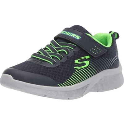 Image of Skechers Microspec Trainers for kids, Size: 1.5, Navy/lime/blue Synthetics/textile
