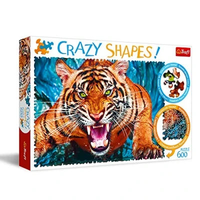 Image of Trefl 916 11110 EA 600pce Crazy Shapes Facing A Tiger, Coloured