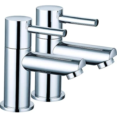 Image of VeeBath Traditional Jasper Basin Taps Hot and Cold Water Pair Lever Mixer Bathroom Kitchen Sink Chrome