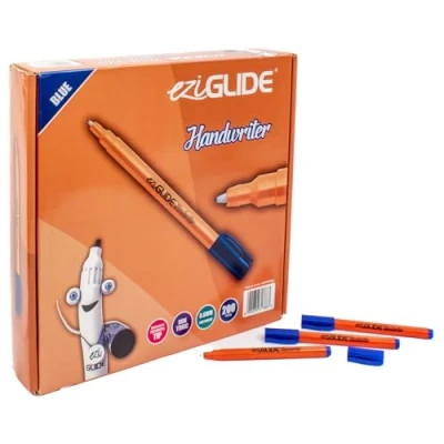 Image of Eziglide Handwriting Pens 200 Classpack Blue, Hand writing Pens, hard wearing polyacetal tip to give smooth effortless for both right and left handed